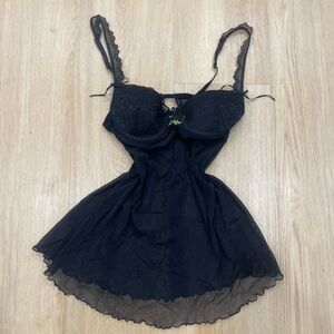 Black lace babydoll dress with balconette padded cups Size: M
